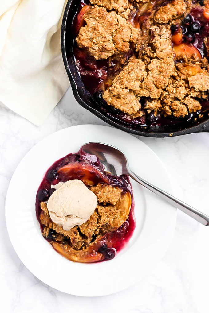 Vegan Peach Blueberry Cobbler