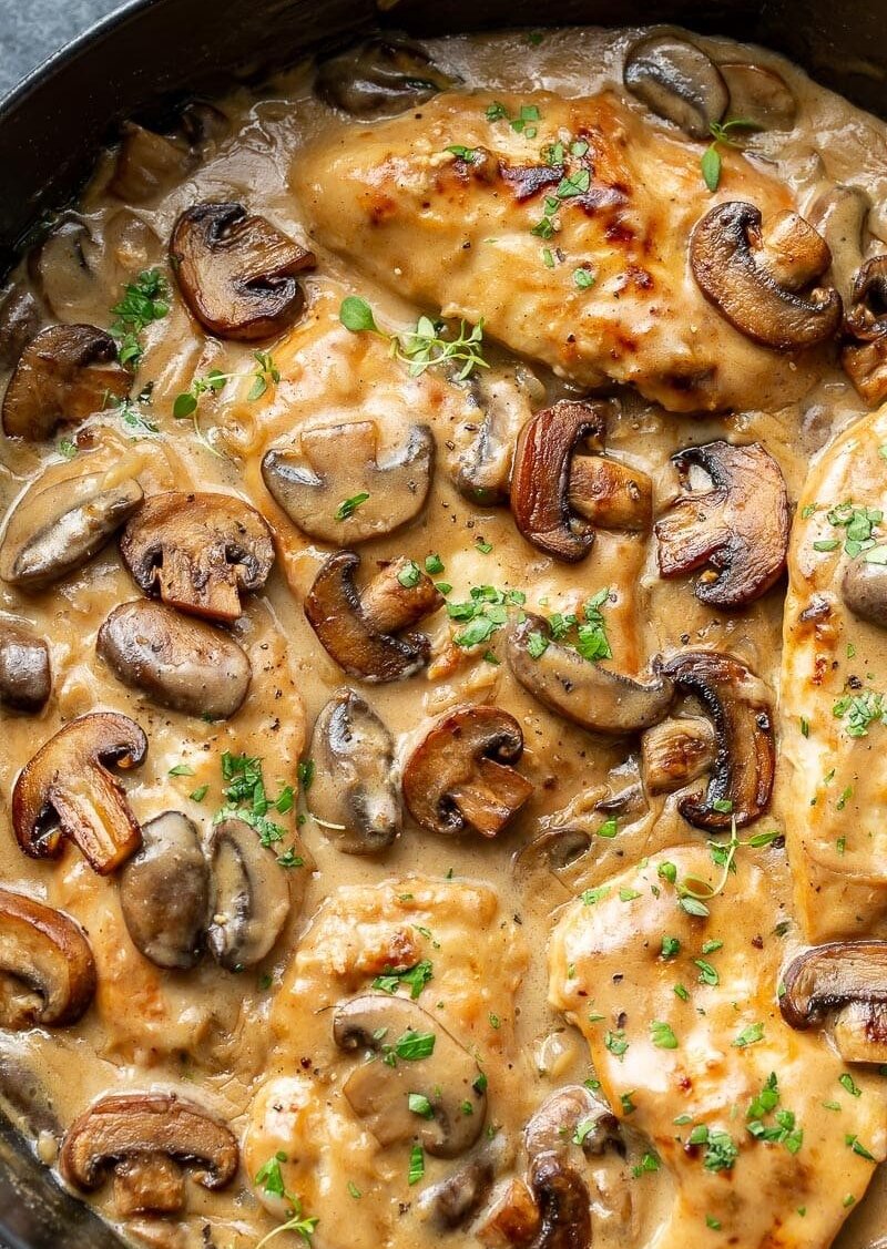 Skillet Chicken and Mushroom Wine Sauce