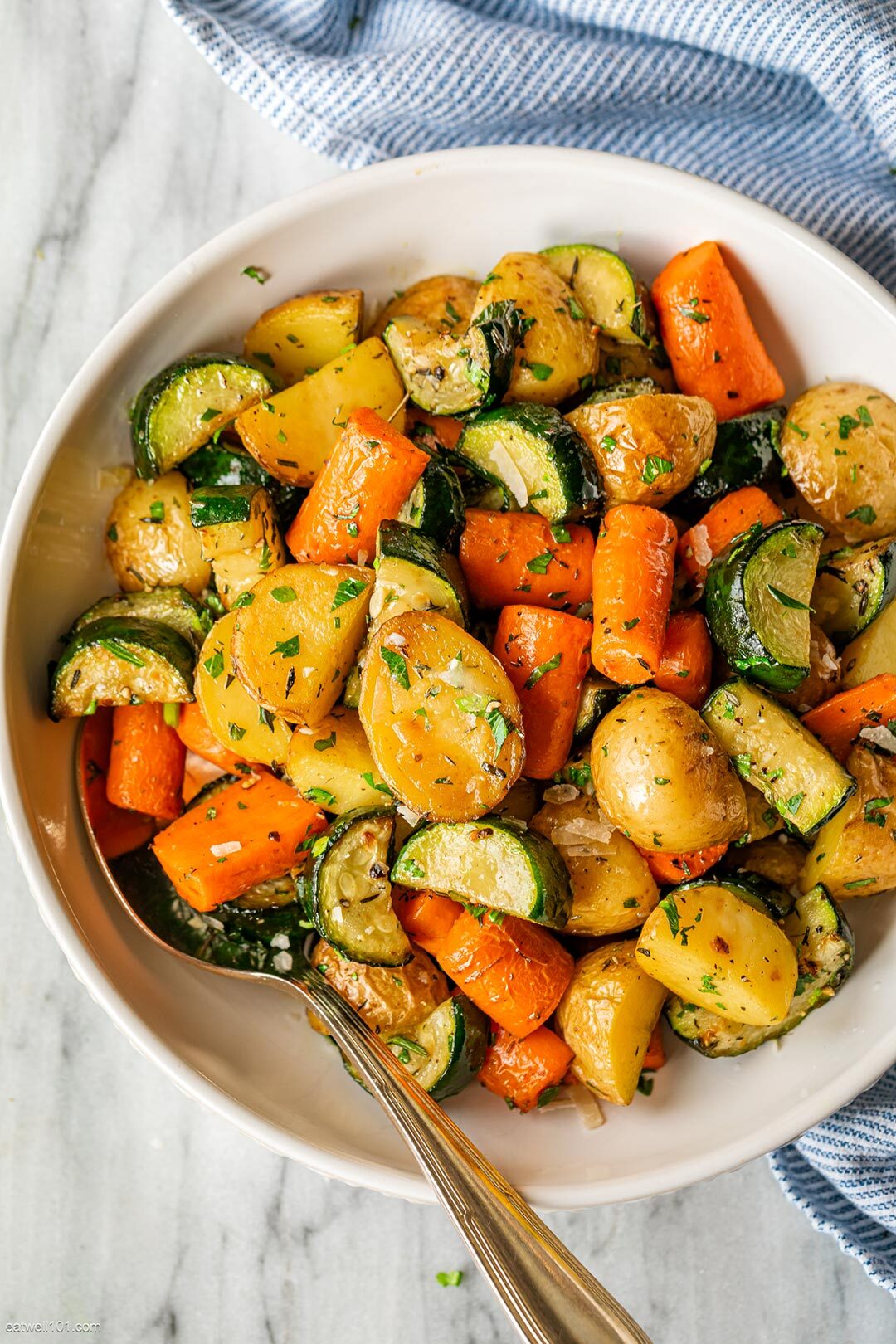 Garlic Herb Roasted Potatoes Carrots and Zucchini