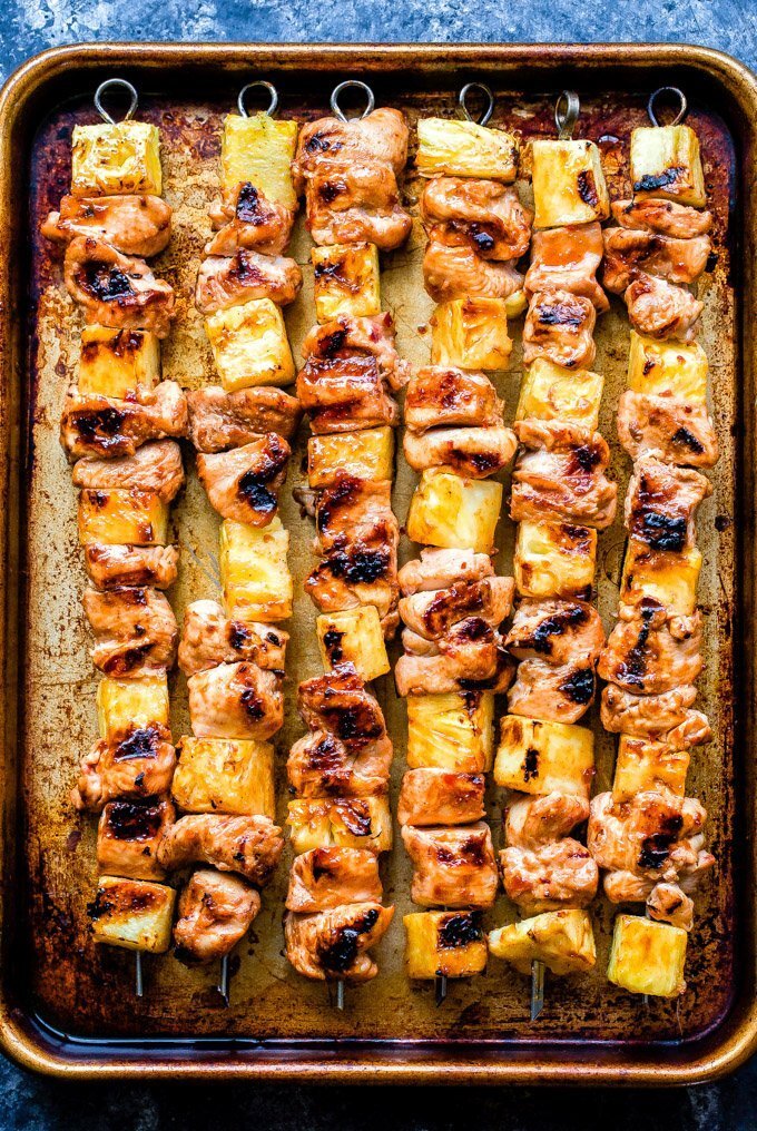 Sweet and Spicy Grilled Chicken and Pineapple Skewers