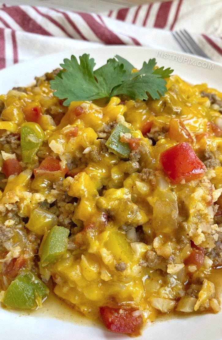 Cheesy Taco Ground Beef & Cauliflower Rice