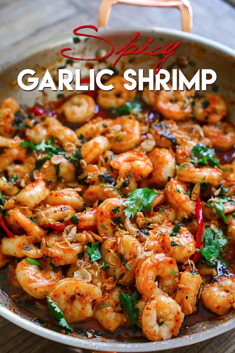 4 minutes spicy garlic shrimp